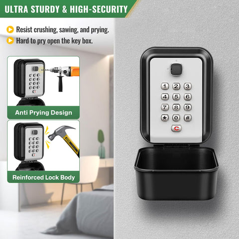 HUANLANG lock box wall-mounted profile, rugged exterior designed for outdoor use.