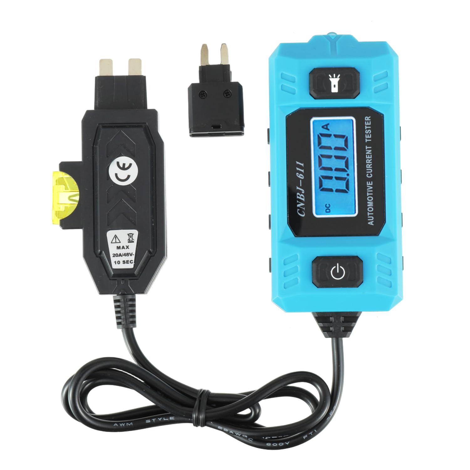 HUAREW Car Circuit Tester with LCD display showing real-time readings.