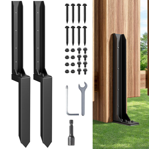 HuaSheWJ fence post repair kit reinforces wooden posts with a sturdy ground spike for stability