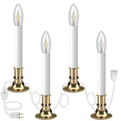HUAZHQING 4-pack window candles with outlet create a seamless holiday display.
