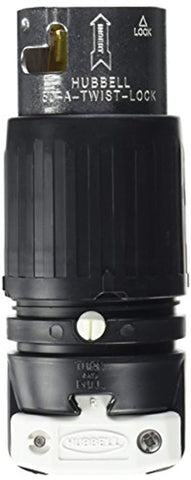 Hubbell CS6365C locking plug front view for rugged 50A 125/250V connections on job sites