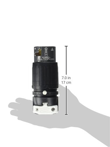 Hubbell CS6365C locking plug side view showing cord mounting for industrial use