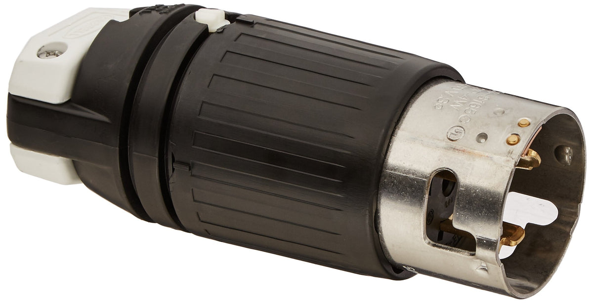 Hubbell CS8165C locking plug front view for heavy-duty 50A 480V connection.