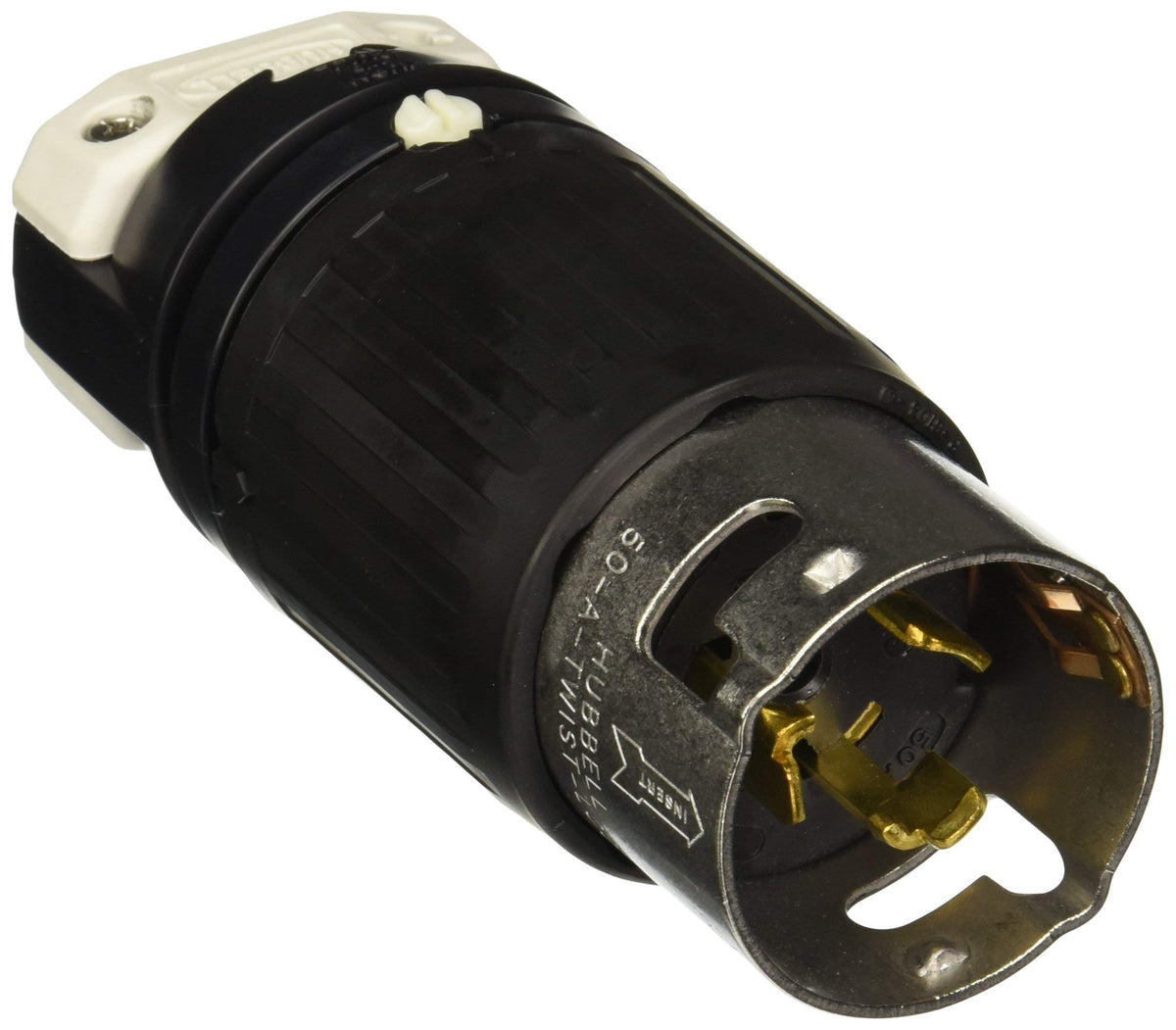 Hubbell CS8365C locking plug with rugged nylon housing for industrial reliability in harsh environments.
