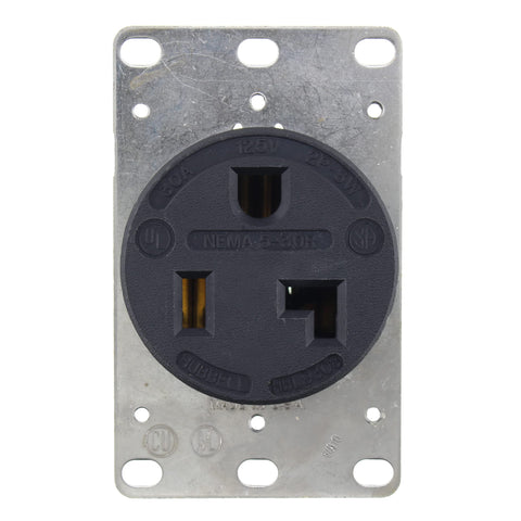 Hubbell HBL9308 flush mount receptacle in black provides 30A 125V power for workshops