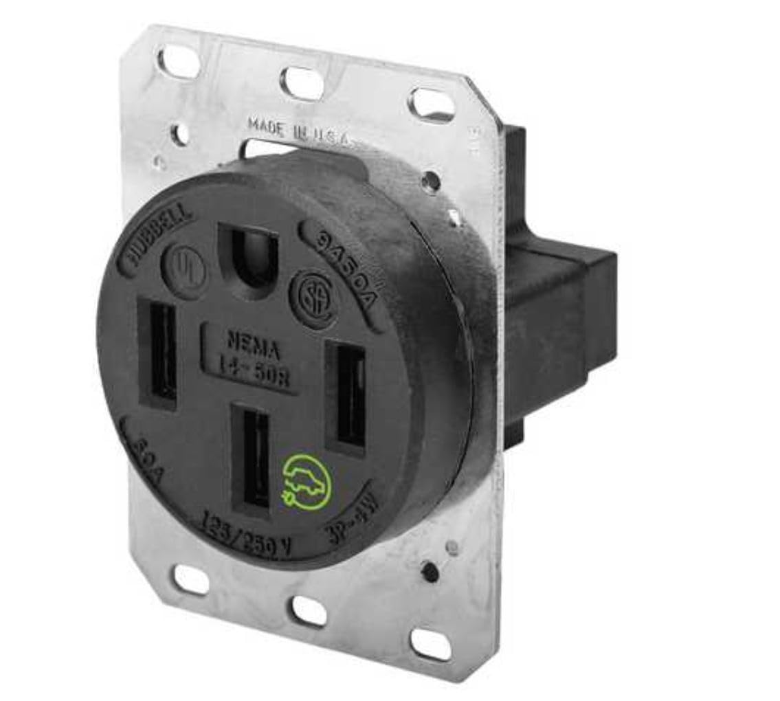 Hubbell HBL9450A front view shows a rugged straight-blade receptacle for reliable power.