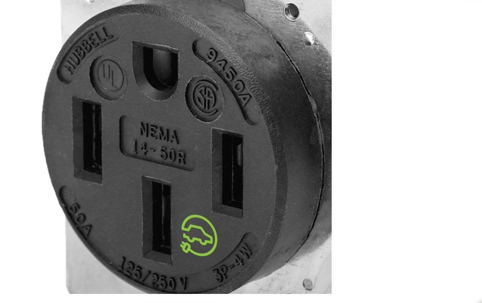 Hubbell HBL9450A industrial-grade 3-pole 4-wire receptacle designed for heavy use.