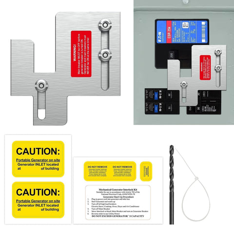 HUBRV generator interlock plate enables safe switching between main and generator power.