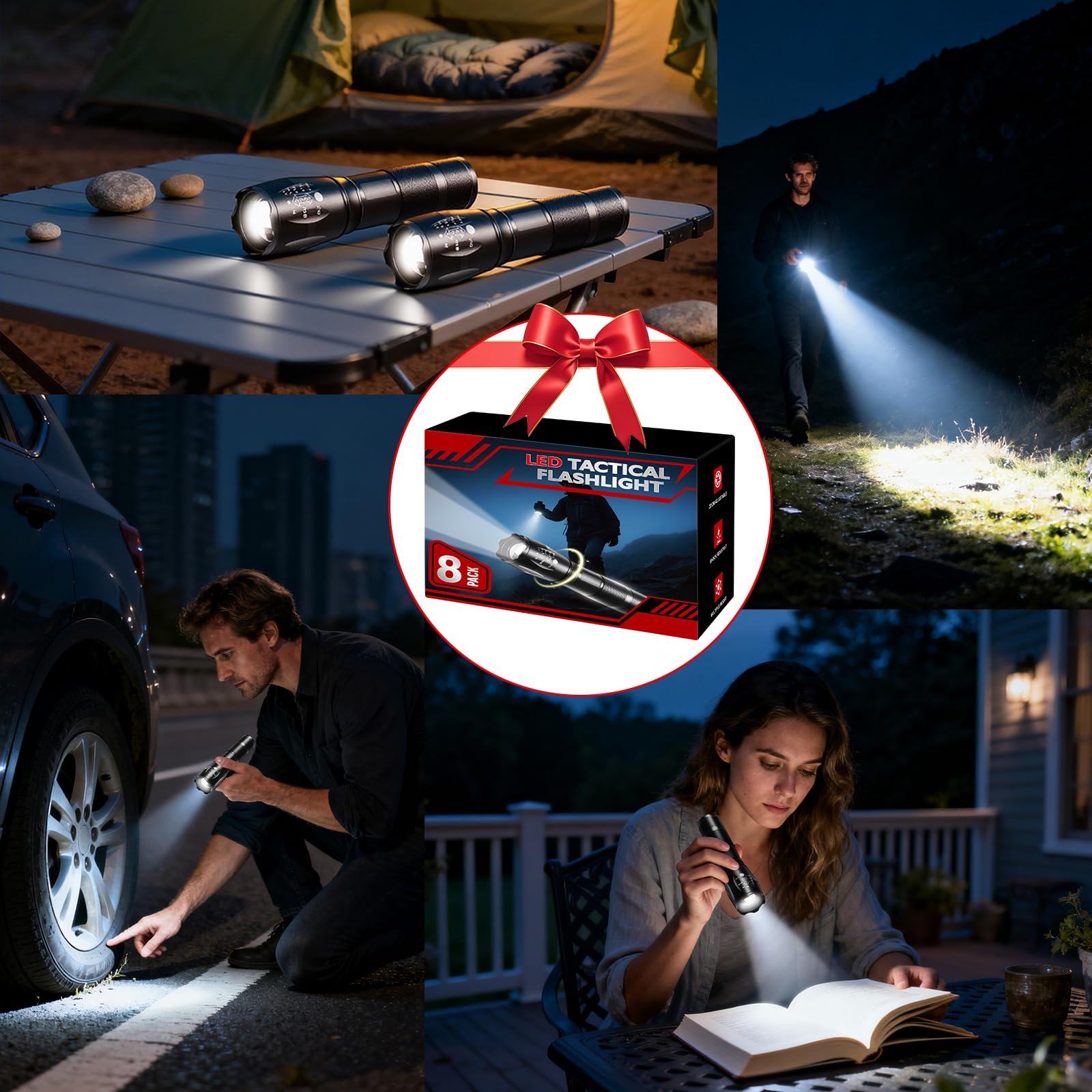 Huccbs high-visibility flashlight helps locate items in tents and cars.