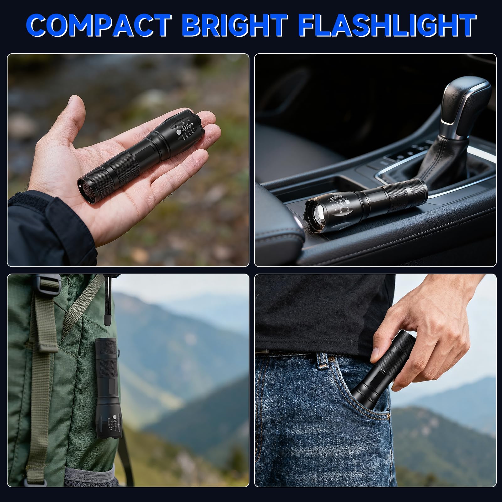 Huccbs rugged aluminum LED flashlight delivers durable grip and weather resistance.