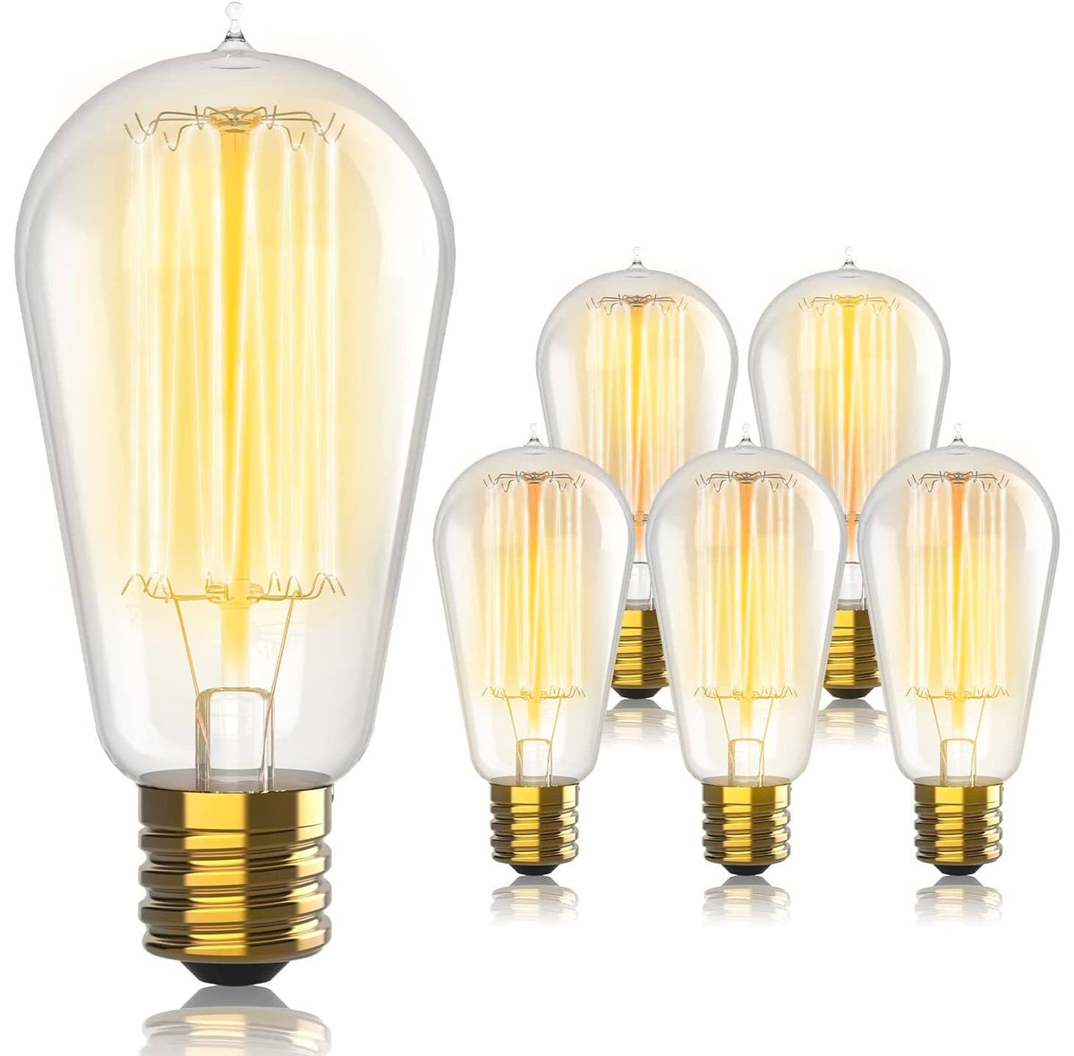 HUDSON BULB CO. vintage Edison ST58 clear glass 60W for authentic retro ambiance.