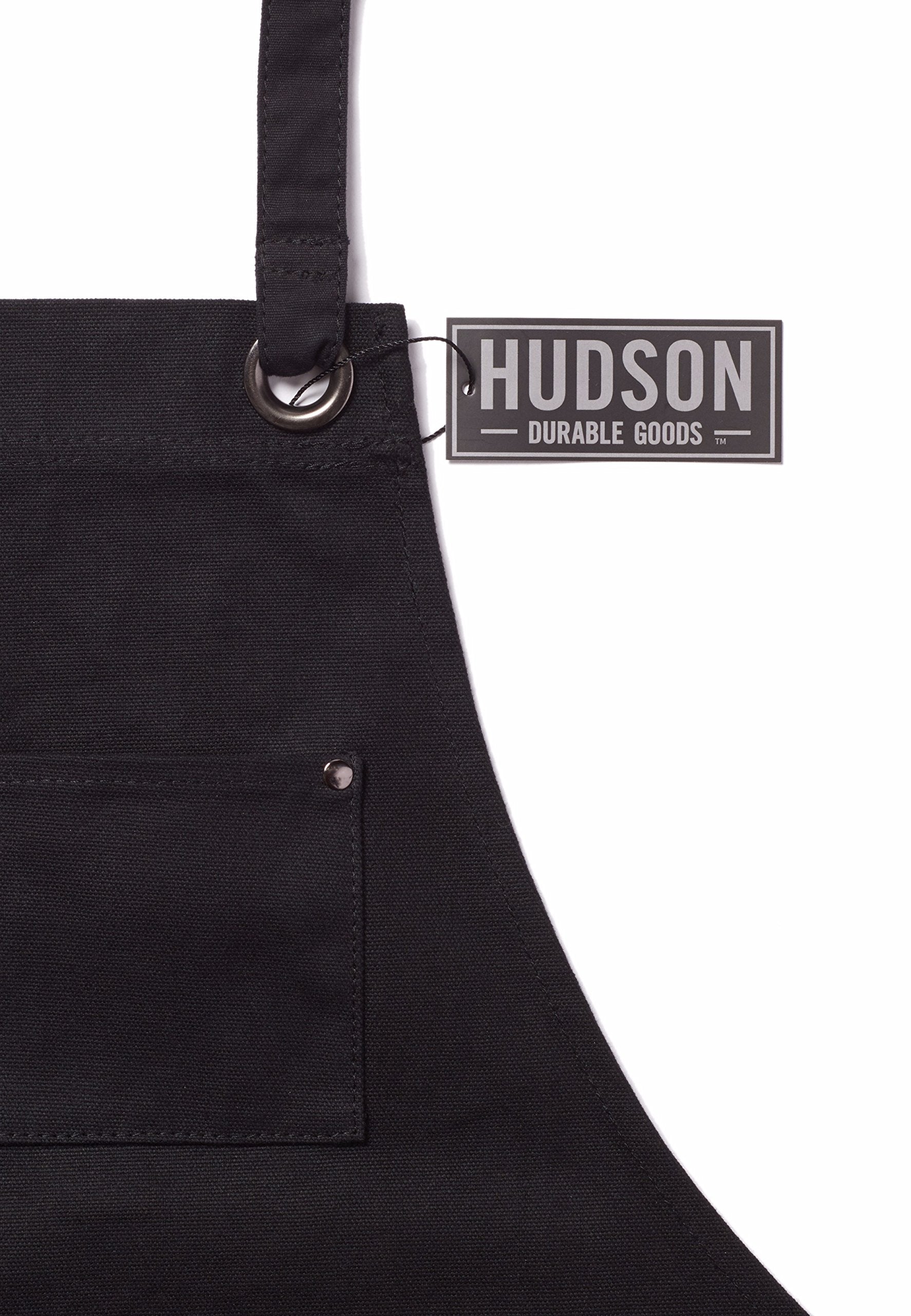 Hudson Durable Goods waxed canvas apron reinforced seams endure rugged daily tasks.