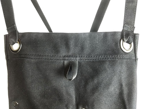 Hudson Durable Goods waxed canvas apron black color with durable stitching for daily use.