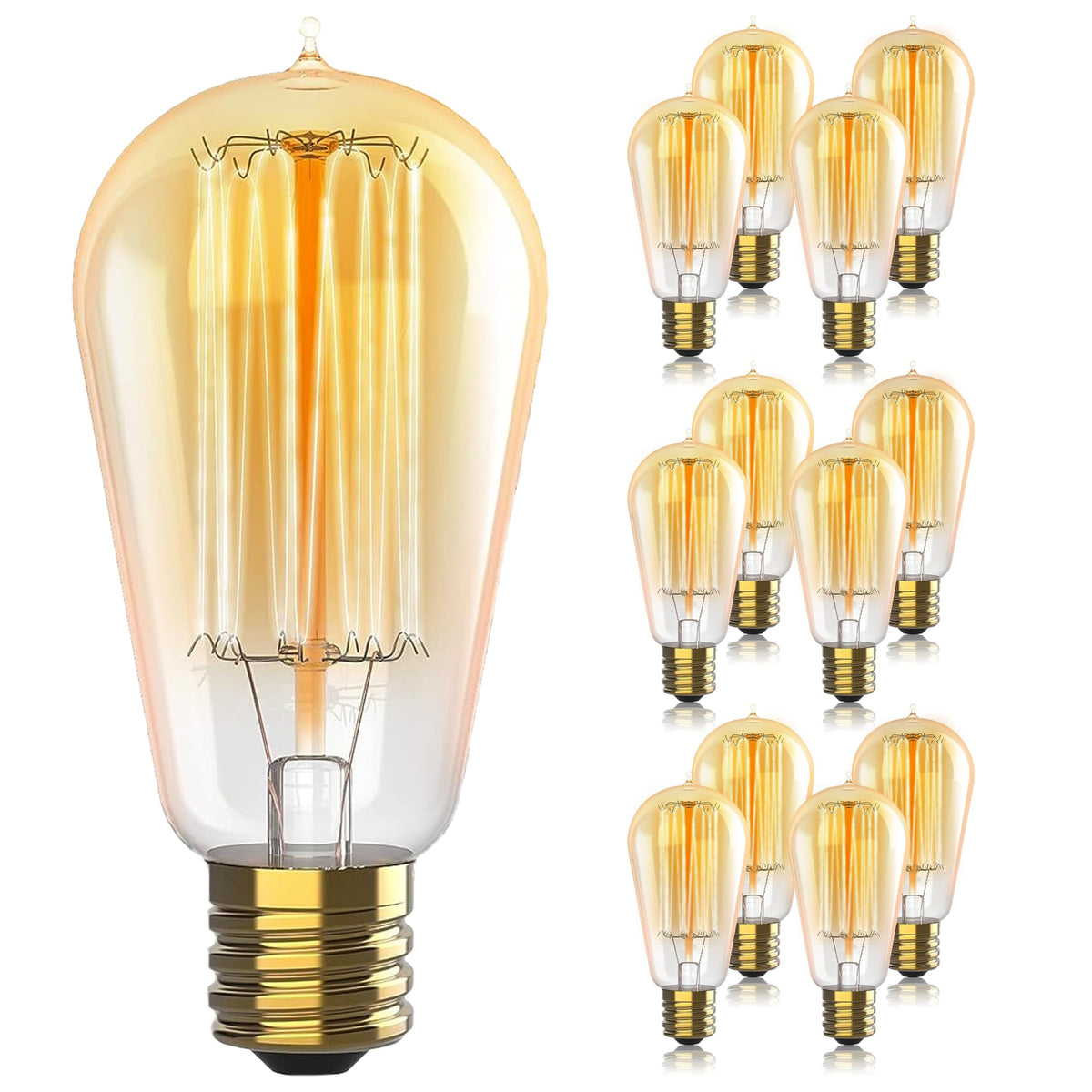 HUDSON BULB CO. vintage Edison ST58 filament closeup shows warm ambiance ideal for cozy spaces.