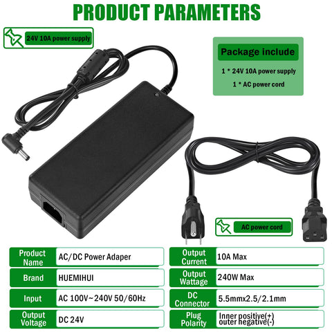 HUEMIHUI 24V 10A power supply overload and short circuit protections