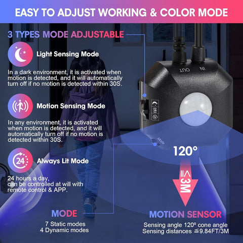 HUEMIHUI app controlled light allowing color and mode customization for ambience