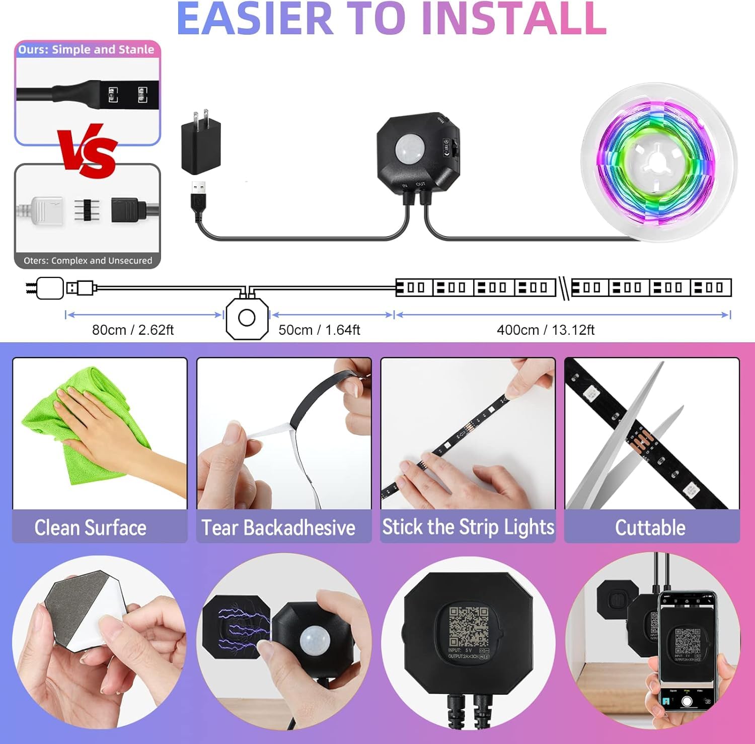HUEMIHUI under bed light with remote control for quick lighting when reaching for items