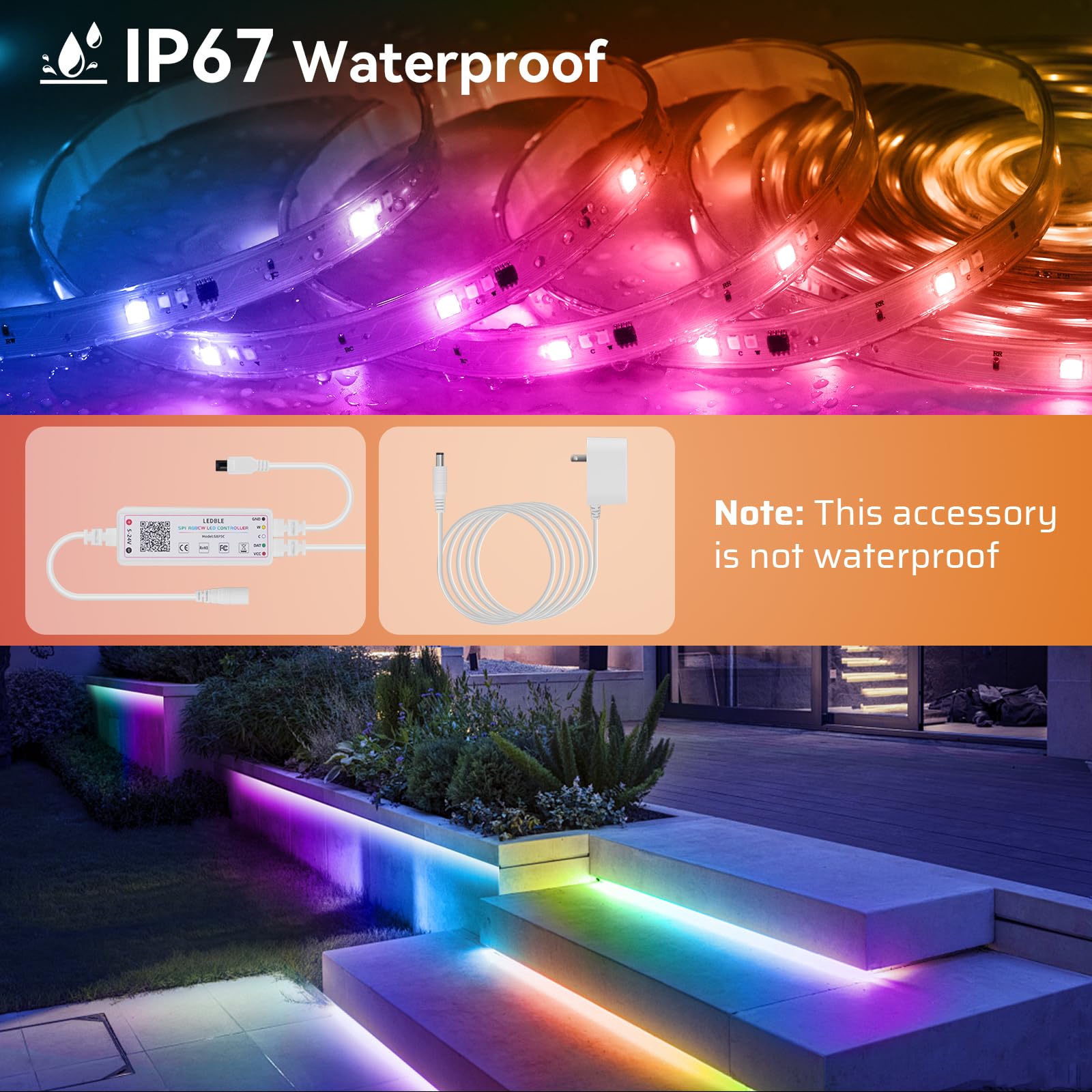 HUEMIHUI music-synced LED strip for dynamic party lighting outdoors.
