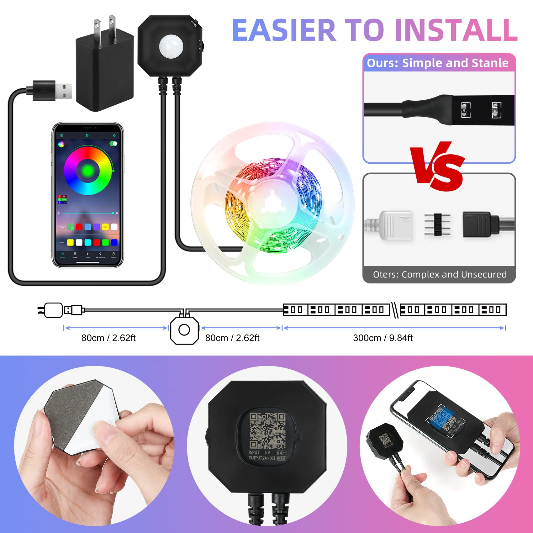 HUEMIHUI RGB LED bed light with app control for customizable ambience