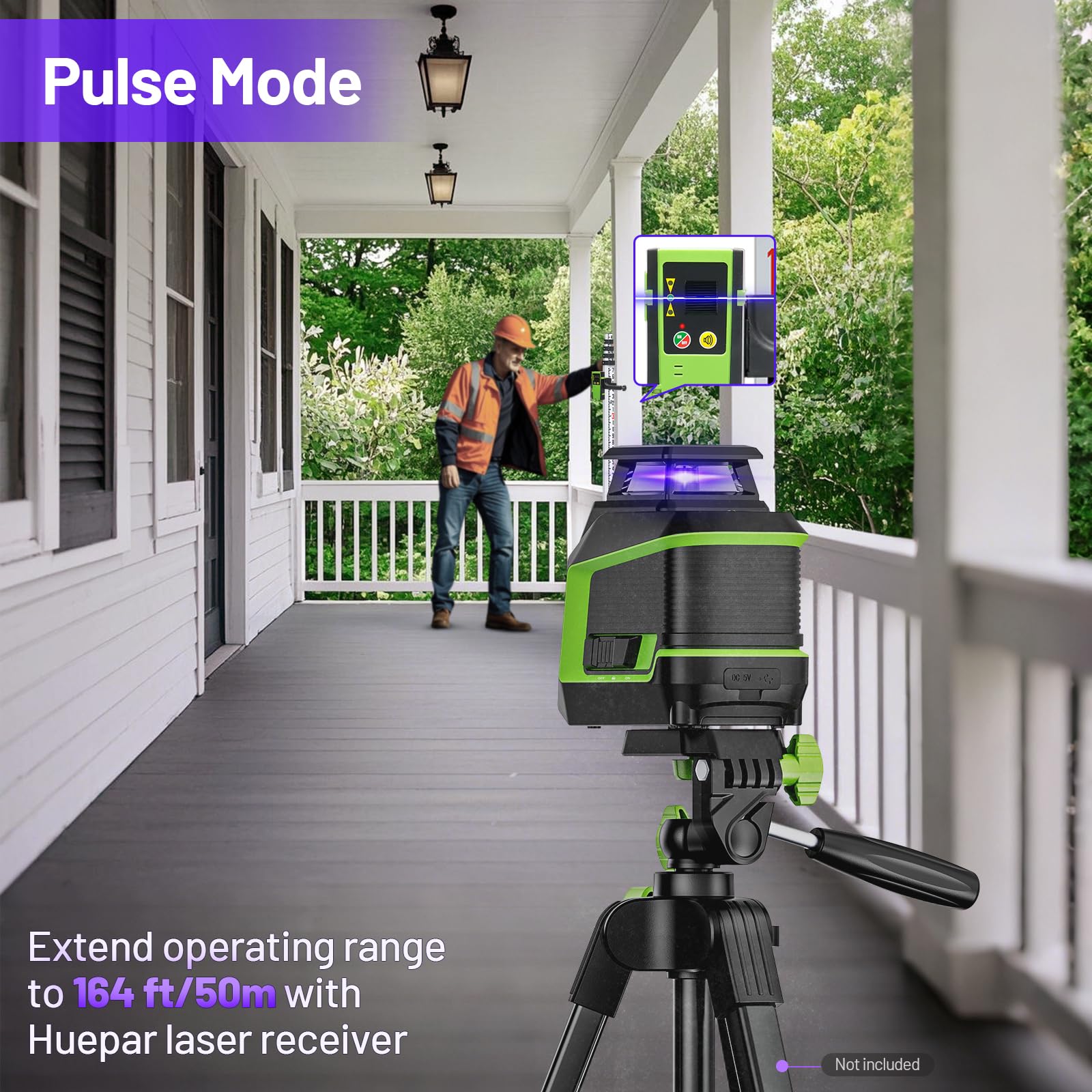 Huepar 360 laser level adjustable brightness for any indoor light