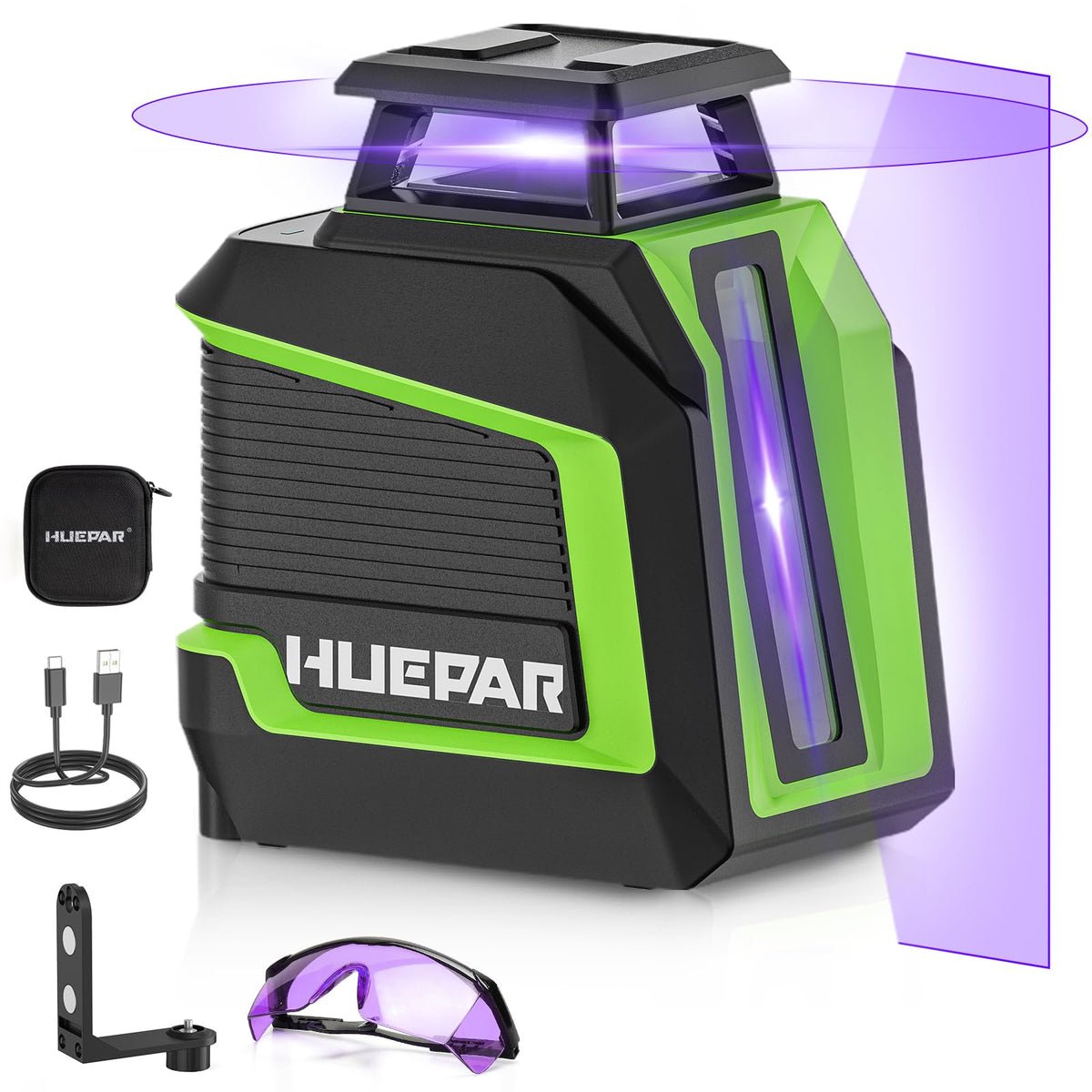 Huepar 360 laser level front view for precise indoor leveling