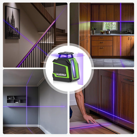 Huepar 360 laser level pulse mode extends range with receiver