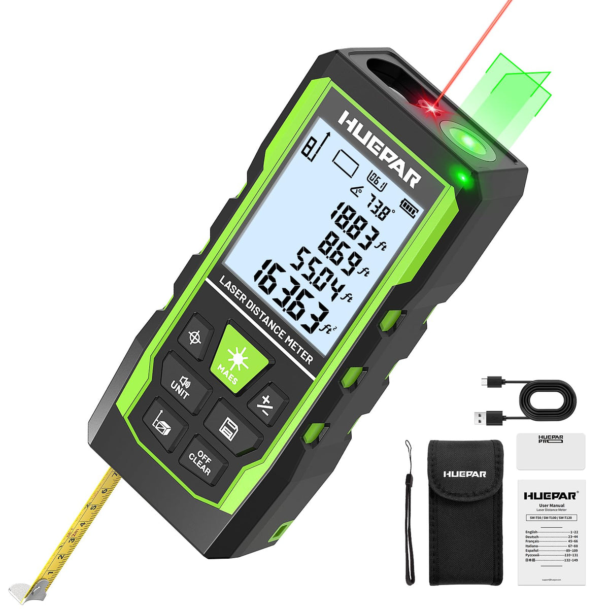 Huepar 3-in-1 measuring tool for fast layouts and renovations.