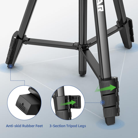 Huepar indoor-use-only tripod design supports basic video and photo tasks