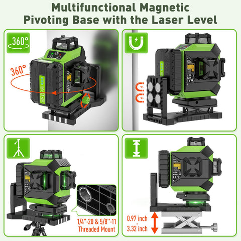 Huepar 704CG integrated magnetic bracket for quick mounting.