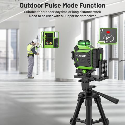 Huepar 704CG outdoor pulse mode improves visibility in daylight.