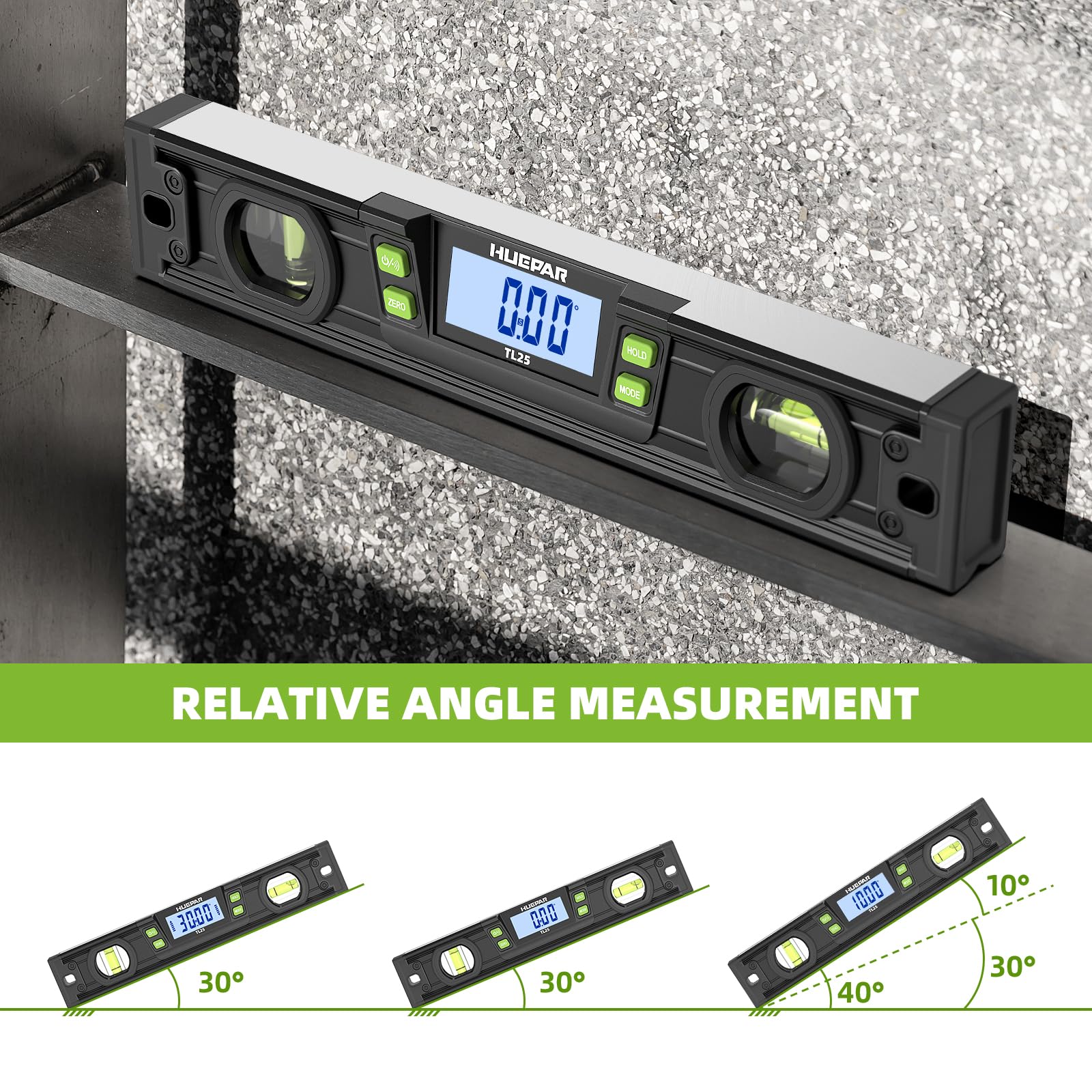 Huepar 8 measurement modes with hold function for quick data capture