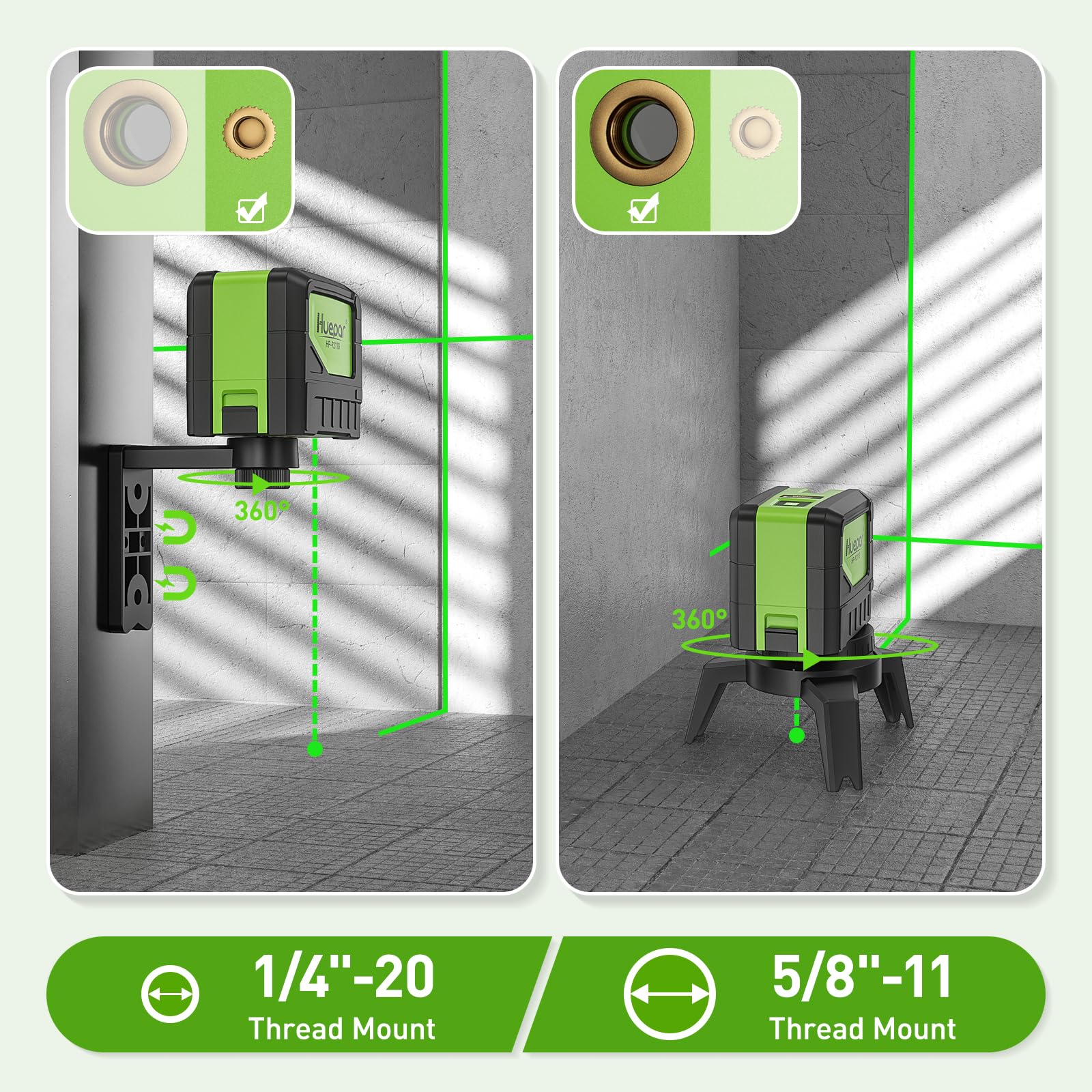 Huepar 9211G 2-in-1 laser tool for line and point references in one tool