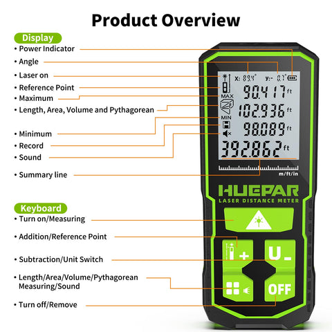 Huepar angle-sensor display showing real-time angle for precise layouts.
