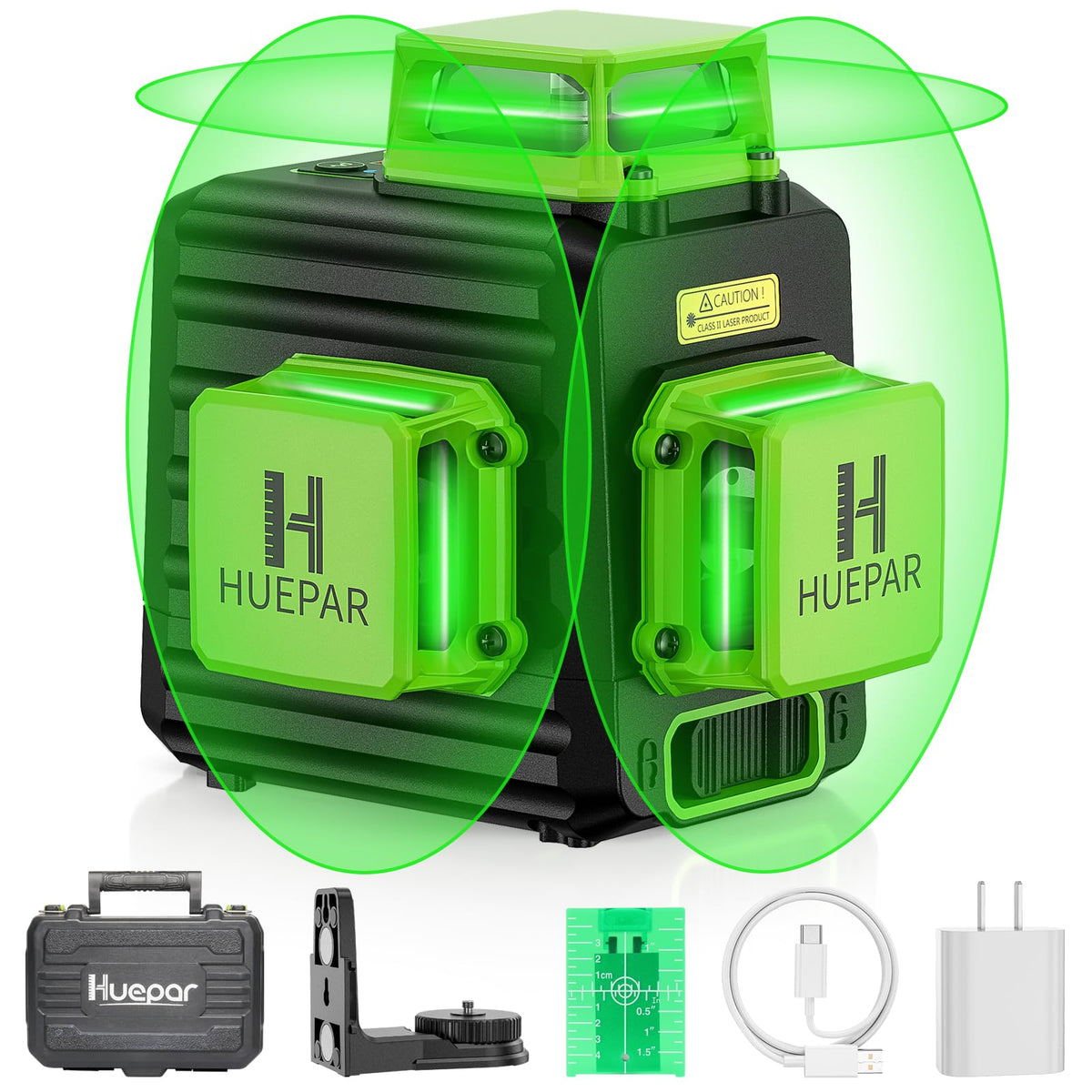 Huepar B03CG 360° horizontal green laser for precise alignment on large projects.