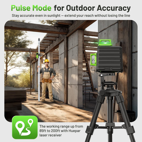 Manual mode on Huepar B03CG enables angled laser lines for uneven surfaces.