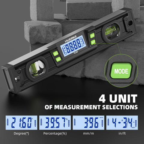 Huepar backlit large LCD for easy measurements in dim environments