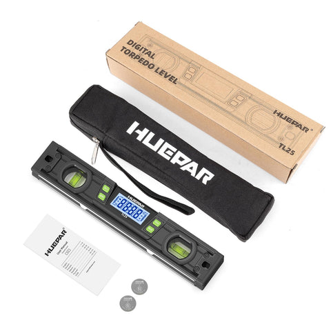 Huepar digital level 10-inch display for clear readings in low light