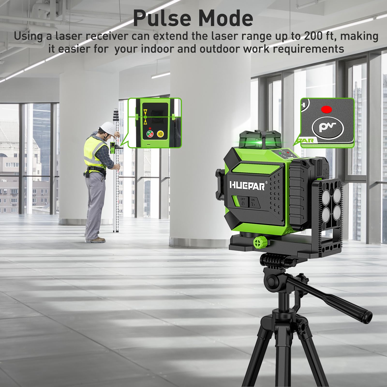 Huepar hard carry case keeps tools protected.