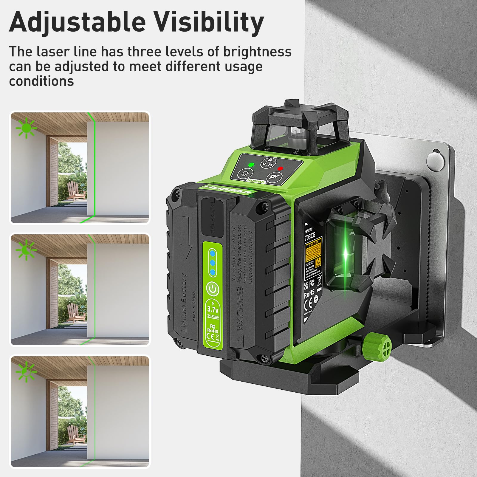 Huepar integrated magnetic bracket for 360-degree mounting.