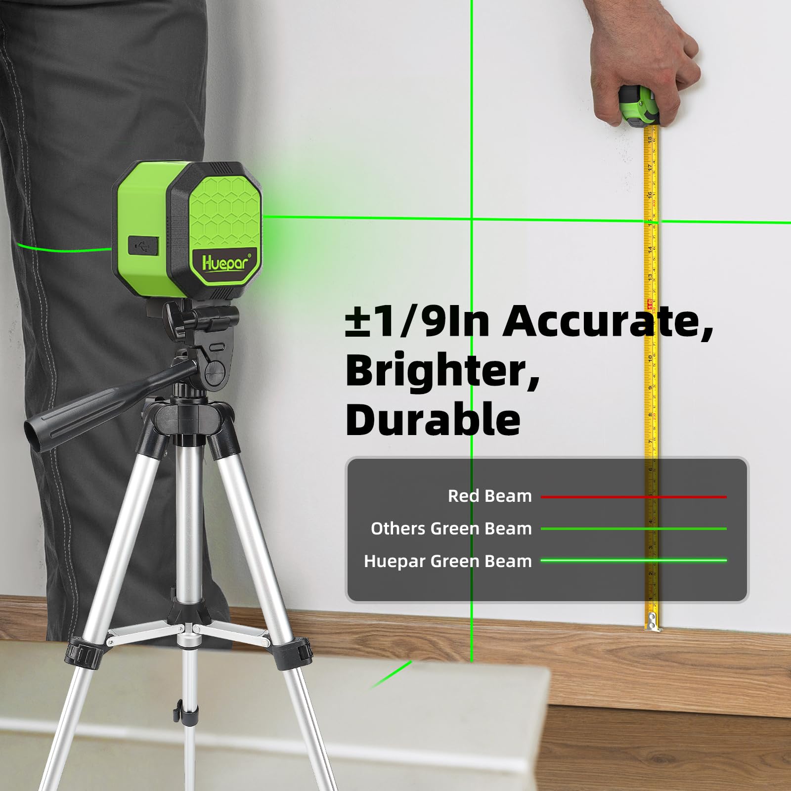 Huepar IP54 protection guards against dust and splashes on site.