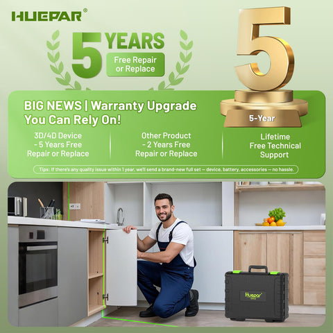 Huepar laser level 360-degree horizontal line for room-wide layout