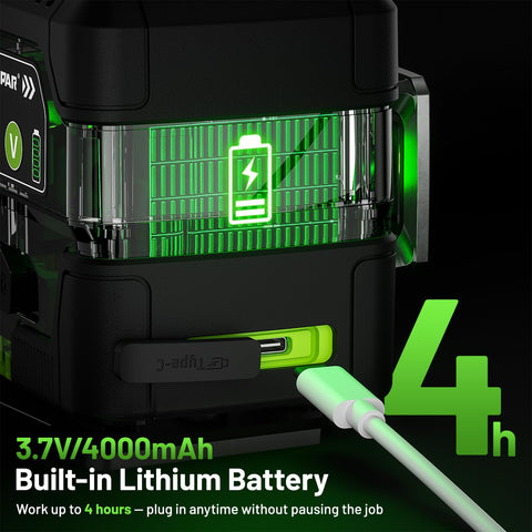 Huepar laser level built-in battery and USB-C charging for all-day work