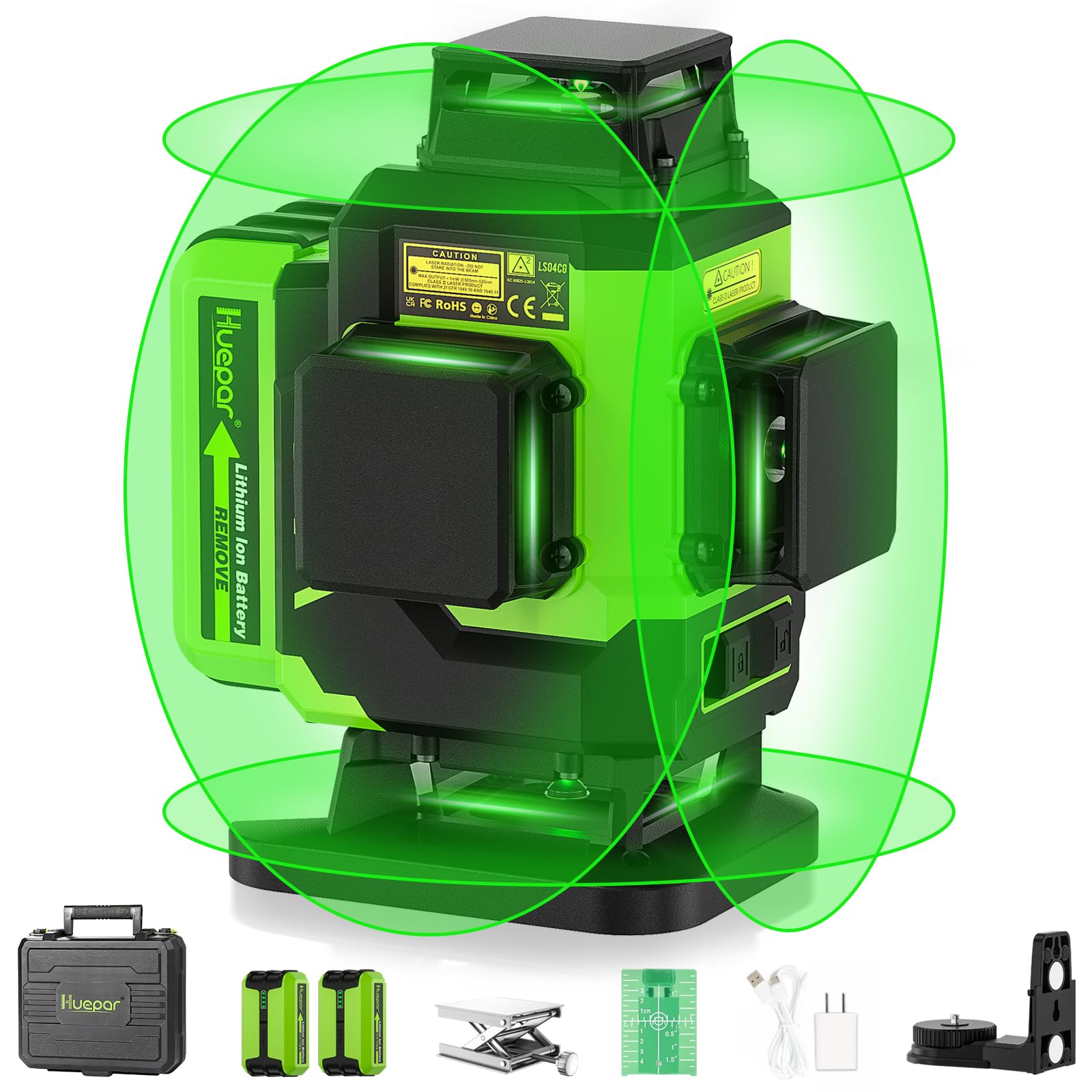 Huepar LS04CG laser level with top 360° ceiling line for precise installs