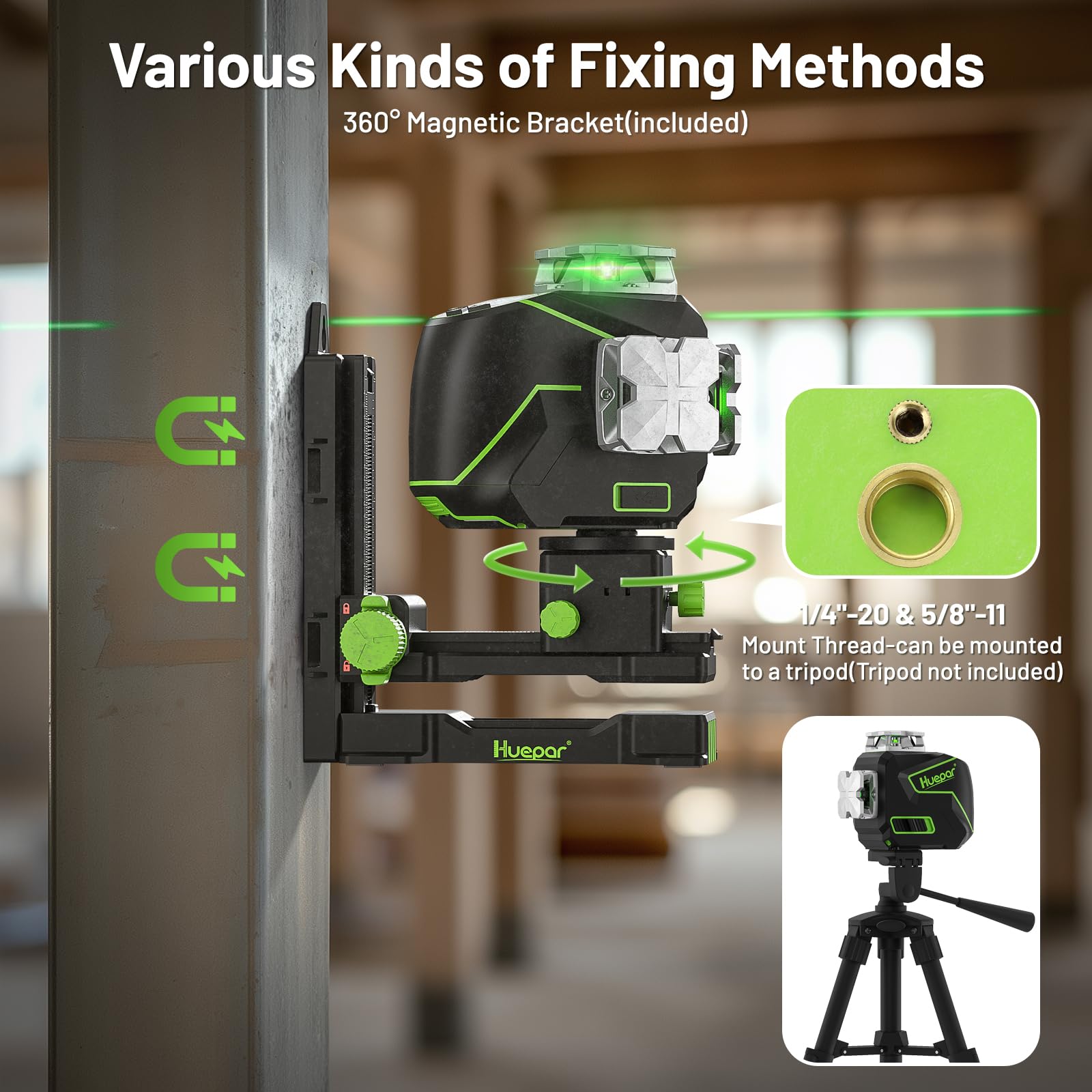 Huepar laser level magnetic bracket for flexible mounting
