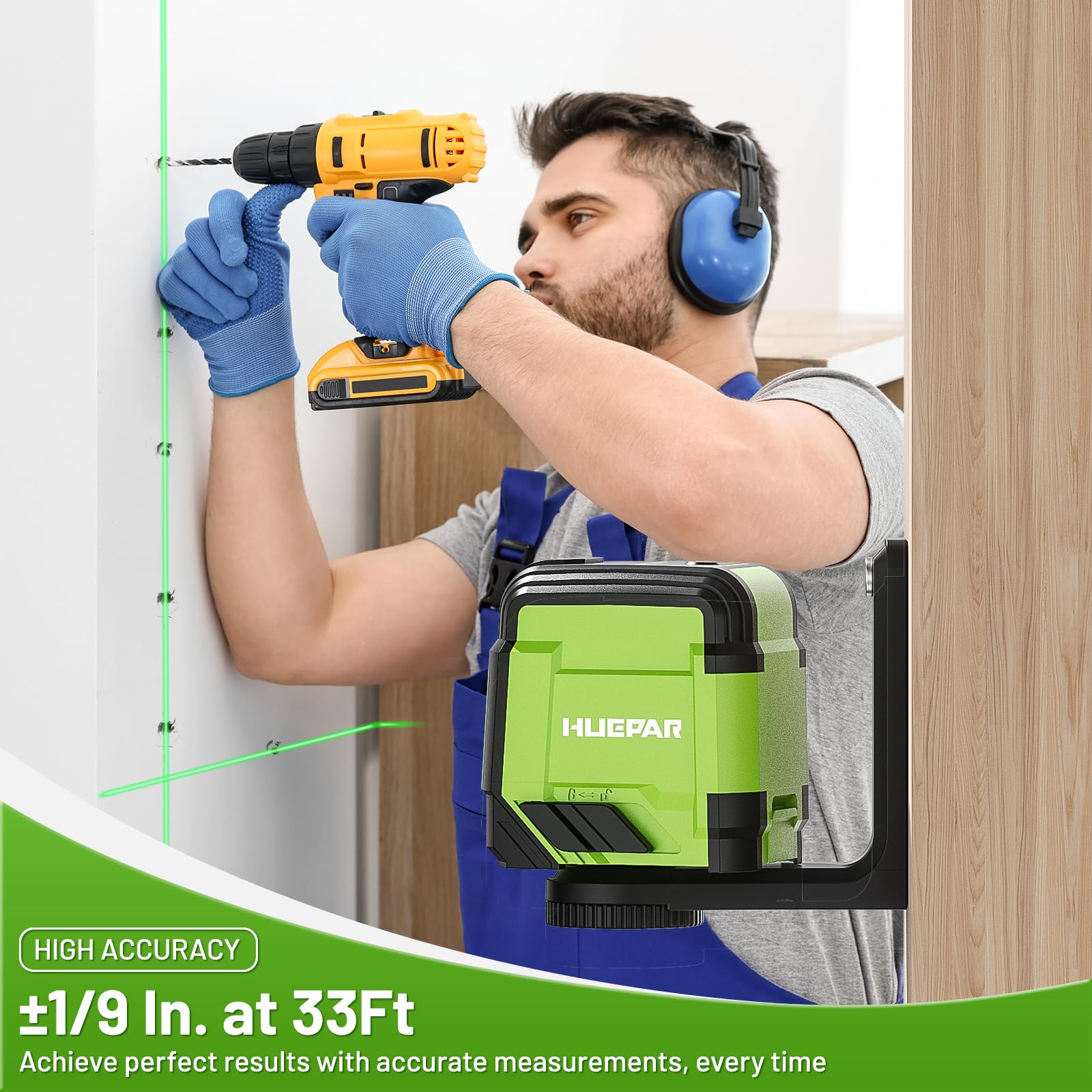 Huepar laser level manual mode for flexible angle control and setup.