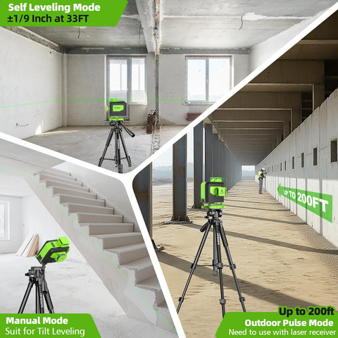 Manual mode on Huepar laser level for stairs and angled installations.