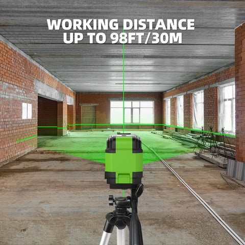 Huepar laser level 1/4-20 mount for tripod compatibility and flexible positioning.