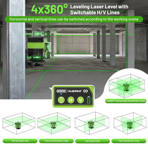 Huepar laser level demonstrates quick leveling in 2-3 seconds