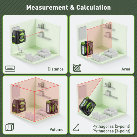Huepar laser tape measure backlit LCD enables reading in dim light