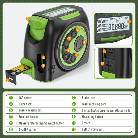 Huepar compact ergonomic tool fits one hand for precise sizing